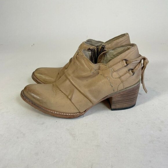 Freebird by Steven Women Sandi Leather Ankle Bootie Heels Brown Size 7 Boho Zip - Picture 4 of 10